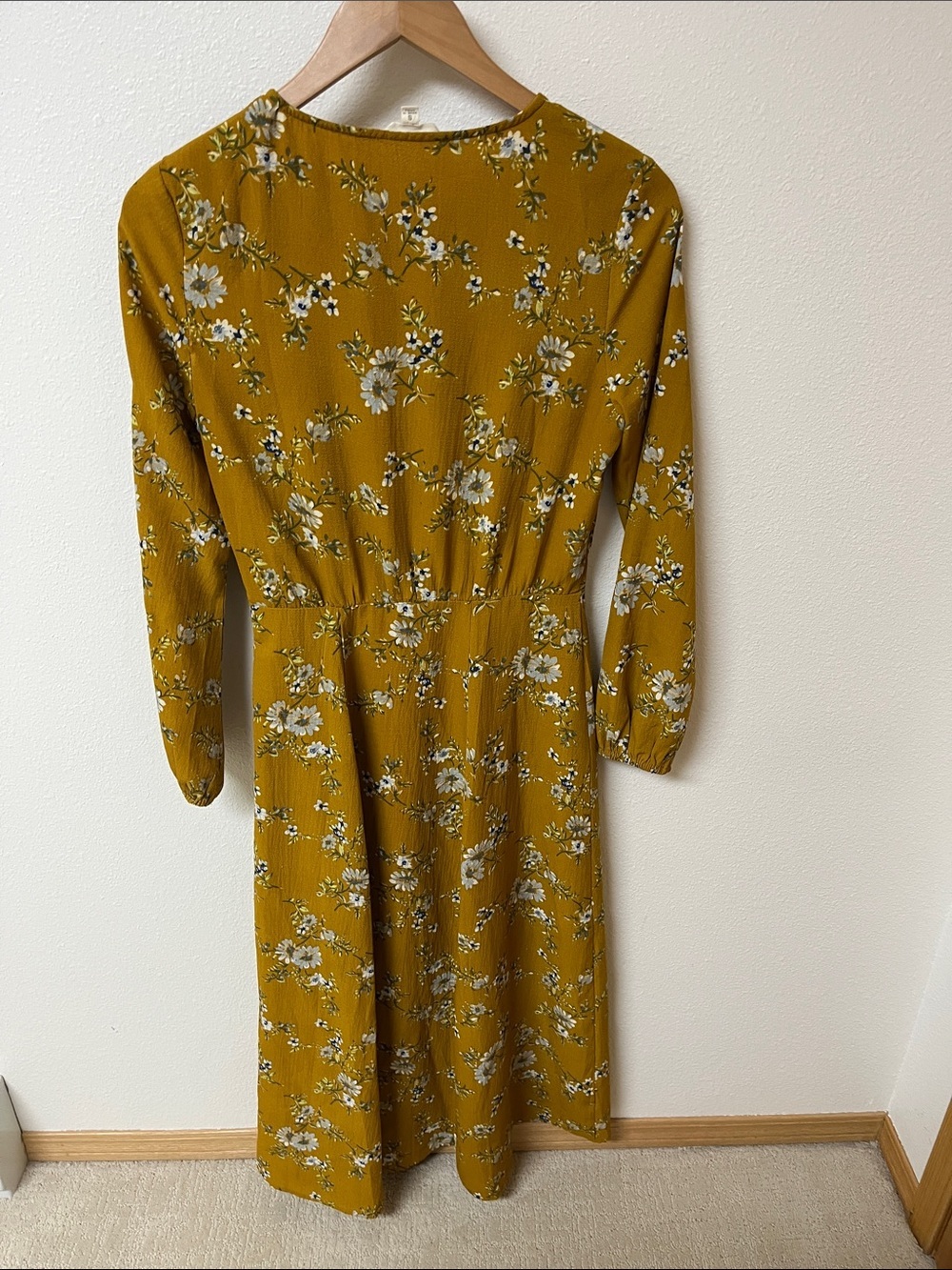 Promesa Mustard Floral Midi Dress women’s size S - Picture 3 of 4